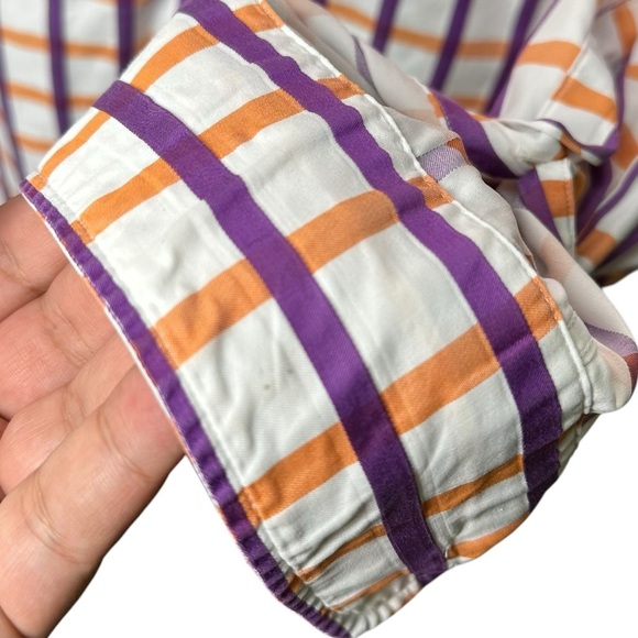 Ferrell Reed Size 17 Purple Orange Windowpane Button Up Shirt Colorful Business - Picture 5 of 12